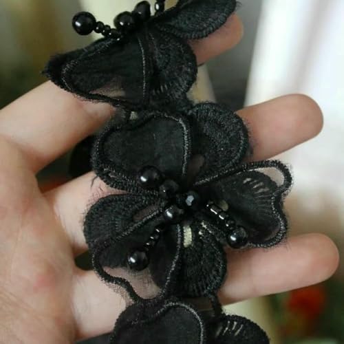 3D-Doppelschicht-handgenähtes Perlennetz, bestickte Blumenspitze, Hochzeits-Dr.-Kopf-Schleier-Loch-Patch-Material, I Absatz 10, ca. 50 cm lang von ZFISH