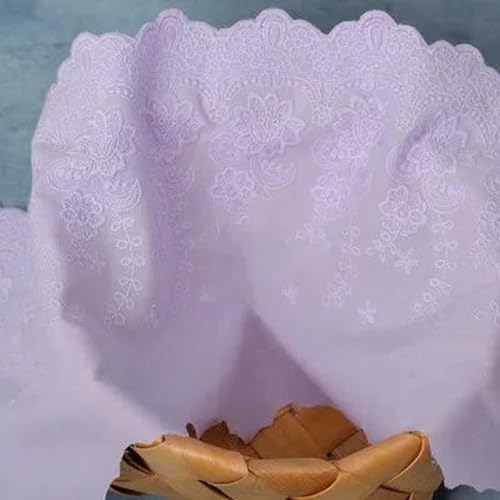 3Y-20Yard/Los Weiß Marine Schwarz 100% Baumwollstoff Bestickter Spitzenbesatz Kleidung Kleid DIY Stoff 22CM Breites Zubehör-Hellviolett-3 Yard Preis von ZFISH