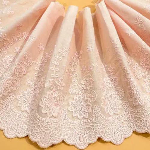 3Y-20Yard/Los Weiß Marine Schwarz 100% Baumwollstoff Bestickter Spitzenbesatz Kleidung Kleid DIY Stoff 22CM Breites Zubehör-Rosa-5 Yard Preis von ZFISH