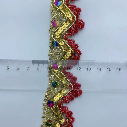 4,0 m/13,12 Fuß pro Beutel, goldene silberne Spitzenbesätze, große, breite Satinbänder, Kleidung, Vorhangzubehör, handgefertigt, DIY, Nähen, Blumenbesatz-Rotgold K-4,0 m 4,0 m/13,12 Fuß pro Beutel, goldene silberne Spitzenbesätze, große, breite Satinbänder, Kleidung, Vorhangzubehör, handgefertigt, DIY, Nähen, Blumenbesatz-Rotgold K-4,0 m von ZFISH