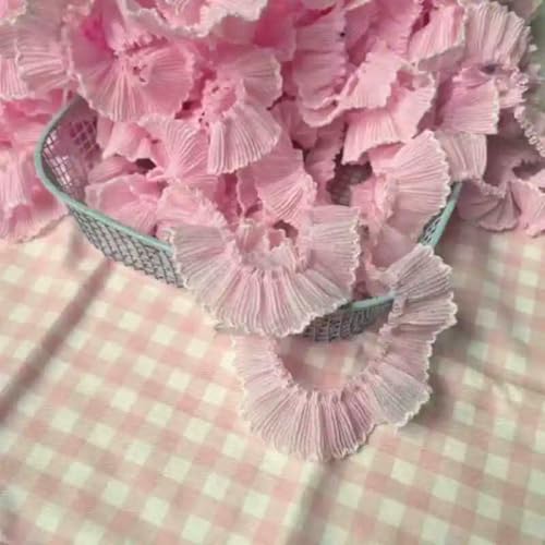 4,0 m/Los 3 cm Weinrot/Rosa/Beige Chiffon Plissee Spitze Hunderüschen Spitzenbesatz für Kleid Haustier Tuch Heimdekoration X1496-Rosa Beige_B-10 Meter von ZFISH