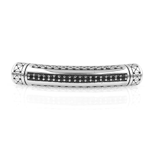 4,0 mm Loch, DIY Edelstahl-Rohr-Charm-Perlen, gebogene Kristallperlen, passend für DIY-Perlen, Lederarmbänder, Schmuckherstellung, Zubehör, 2 Stück, Silber von ZFISH