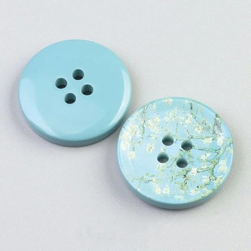 4/10 Stück 20 mm kreisförmiger Kunst-Ölgemälde-Knopf Wollmantel Windjacke Knopf Harzknopf Kleidung Dekorationsknopf-02-22 mm-10 Stück von ZFISH