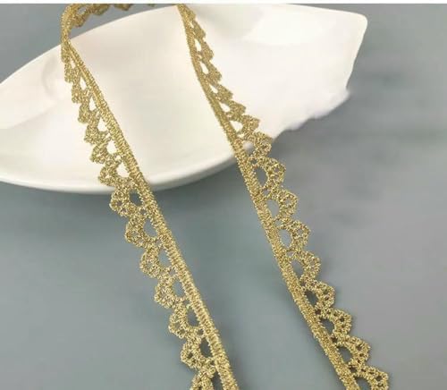 4,5 m Spitzenbesatz mit goldener Stickerei und Blumen, zum Stricken, für Hochzeiten, DIY, handgefertigt, klassischer Stil, Patchworkband, Nähzubehör, Basteln, Nickel, Weiß, 4,5 m von ZFISH