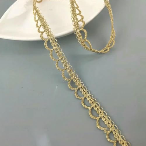 4,5 m Spitzenbesatz mit goldener Stickerei und Blumen, zum Stricken, für Hochzeiten, DIY, handgefertigt, klassischer Stil, Patchworkband, Nähzubehör, Basteln, matt, 4 m von ZFISH