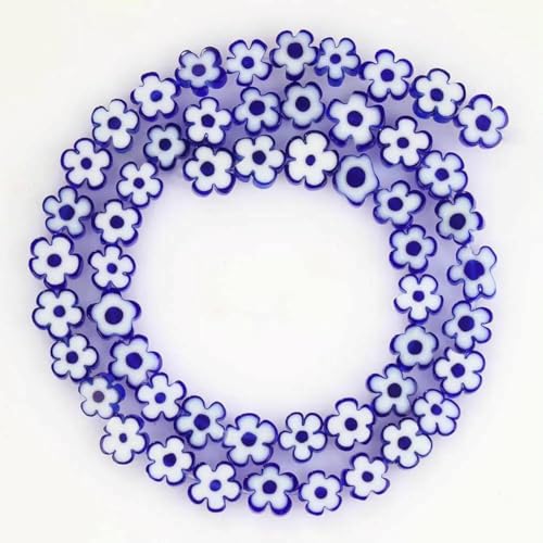 4–8 mm Blumen-Lampwork-Glasperlen, flach, rund, Abstandshalter, lose Perlen zur Schmuckherstellung, DIY-Armband, Bastelzubehör, Zubehör, Blau, 6 mm, ca. 56 Stück 4–8 mm Blumen-Lampwork-Glasperlen, flach, rund, Abstandshalter, lose Perlen zur Schmuckherstellung, DIY-Armband, Bastelzubehör, Zubehör, Blau, 6 mm, ca. 56 Stück von ZFISH