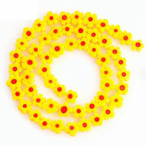 4–8 mm Blumen-Lampwork-Glasperlen, flach, rund, Abstandshalter, lose Perlen zur Schmuckherstellung, DIY-Armband, Bastelzubehör, Zubehör, Gelb, 8 mm, ca. 49 Stück 4–8 mm Blumen-Lampwork-Glasperlen, flach, rund, Abstandshalter, lose Perlen zur Schmuckherstellung, DIY-Armband, Bastelzubehör, Zubehör, Gelb, 8 mm, ca. 49 Stück von ZFISH