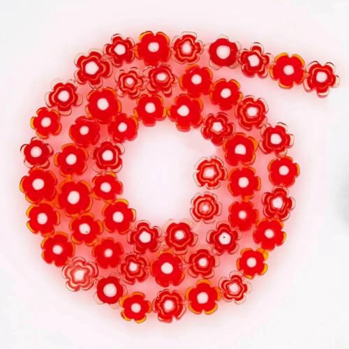4–8 mm Blumen-Lampwork-Glasperlen, flach, rund, Abstandshalter, lose Perlen zur Schmuckherstellung, DIY-Armband, Bastelzubehör, Zubehör, Rot, 6 mm, ca. 56 Stück 4–8 mm Blumen-Lampwork-Glasperlen, flach, rund, Abstandshalter, lose Perlen zur Schmuckherstellung, DIY-Armband, Bastelzubehör, Zubehör, Rot, 6 mm, ca. 56 Stück von ZFISH