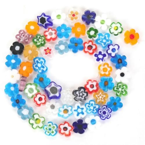 4–8 mm Blumen-Lampwork-Glasperlen, flach, rund, Abstandshalter, lose Perlen zur Schmuckherstellung, DIY-Armband, Bastelzubehör, bunt, 1–6 mm, ca. 56 Stück 4–8 mm Blumen-Lampwork-Glasperlen, flach, rund, Abstandshalter, lose Perlen zur Schmuckherstellung, DIY-Armband, Bastelzubehör, bunt, 1–6 mm, ca. 56 Stück von ZFISH