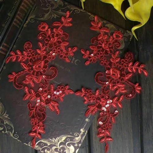 4 Stück, 25 x 12,5 cm, 16 Farben zur Auswahl, Brautkleider, Spitzenapplikationen, Zubehör, Stickerei, Spitzenapplikation, Stoffbesatz, rote Pailletten, 25 x 12,5 cm 4 Stück, 25 x 12,5 cm, 16 Farben zur Auswahl, Brautkleider, Spitzenapplikationen, Zubehör, Stickerei, Spitzenapplikation, Stoffbesatz, rote Pailletten, 25 x 12,5 cm von ZFISH