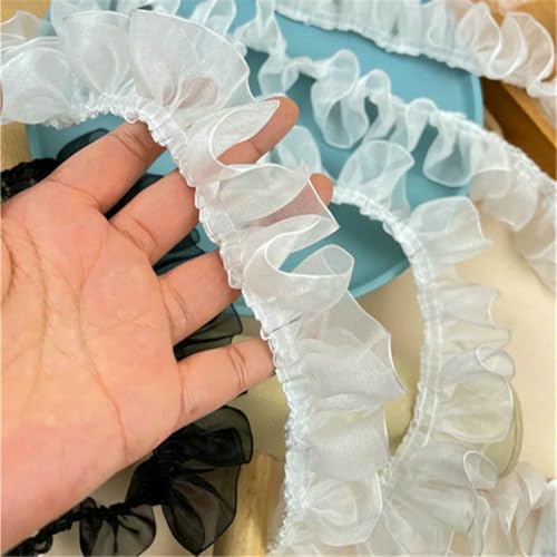 4 cm breiter schwarzer Tüll-Organza-3D-Plissee-Spitzenstoff, Handarbeitsband, Rand, Rüschenbesatz, Stoff, Rockmanschetten, Nähen, DIY-Basteln von ZFISH