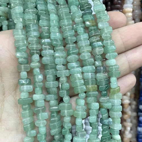 4 x 8 mm unregelmäßiger Naturstein, Tigerauge, Jade, Achat, Quarz, Abstandsperlen für die Schmuckherstellung, DIY-Armband, Halskette, Ohrstecker – grüner Aventurin – 4 x 8 mm, 42 Stück P von ZFISH