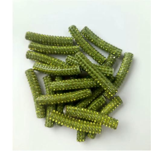 45 mm Volldiamant AB Weichton Gebogene Rohr Lose Perlen mit Diamanten eingelegt DIY Handgefertigtes Zubehör-Olivgrün-45 mm 10 Stück 45 mm Volldiamant AB Weichton Gebogene Rohr Lose Perlen mit Diamanten eingelegt DIY Handgefertigtes Zubehör-Olivgrün-45 mm 10 Stück von ZFISH
