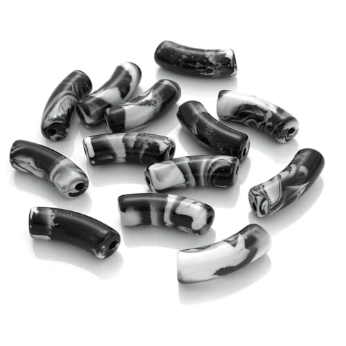 5/10 Stück bunte gebogene Rohrperlen mit Farbverlauf, Acryl-Ellenbogen-Rohrperlen zur Schmuckherstellung, Armband, Ohrringe, Telefonkettenzubehör, 16–11,3,0 mm, 5 Stück von ZFISH