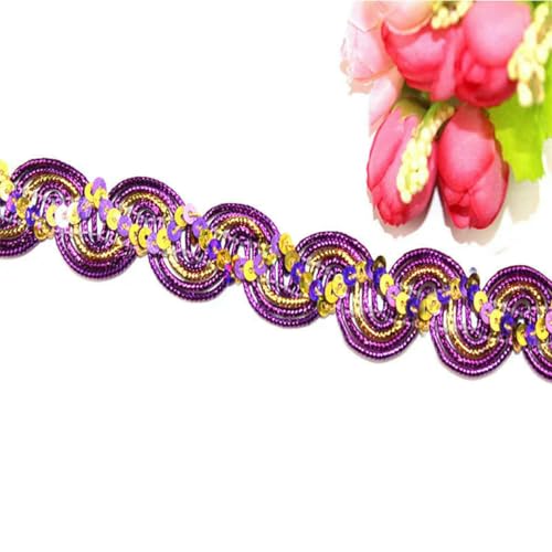 5/10 Yards, 22 mm breites, gebogenes, gewelltes Pailletten-Spitzenband für Bühnenauftritte, Partys, Cosplay, Hochzeitskleidung, DIY-Zubehör, Lila, 22 mm breit, 10 Yards 5/10 Yards, 22 mm breites, gebogenes, gewelltes Pailletten-Spitzenband für Bühnenauftritte, Partys, Cosplay, Hochzeitskleidung, DIY-Zubehör, Lila, 22 mm breit, 10 Yards von ZFISH