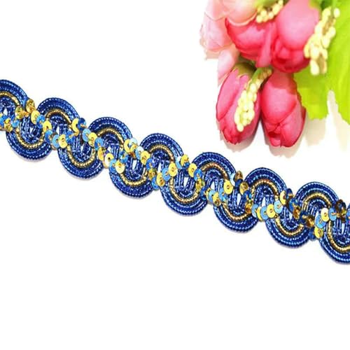 5/10 Yards, 22 mm breites, gebogenes, gewelltes Pailletten-Spitzenband für Bühnenauftritte, Partys, Cosplay, Hochzeitskleidung, DIY-Zubehör – Königsblau – 22 mm breit – 10 Yards 5/10 Yards, 22 mm breites, gebogenes, gewelltes Pailletten-Spitzenband für Bühnenauftritte, Partys, Cosplay, Hochzeitskleidung, DIY-Zubehör – Königsblau – 22 mm breit – 10 Yards von ZFISH