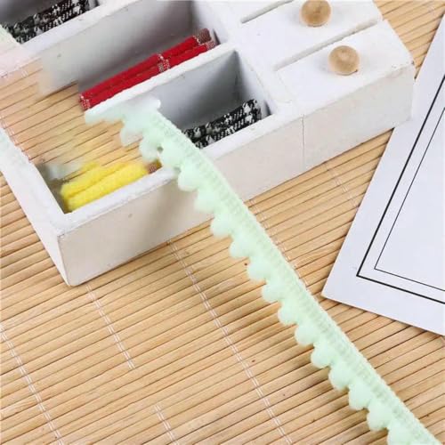 5/10 Yards Pom Poms Trim Ball Spitzenband 11 mm Pompom Fransenband Nähspitze Gestrickter Stoff Handarbeit Basteldekoration-21 Hellgrün-1 Yards von ZFISH