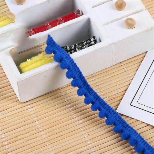 5/10 Yards Pom Poms Trim Ball Spitzenband 11 mm Pompom Fransenband Nähspitze Gestrickter Stoff Handarbeit Basteldekoration-23 Königsblau-10 Yards von ZFISH