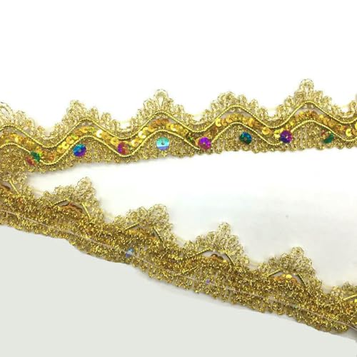 5/2 Yards Gold Silber Spitzenbesatzband Pailletten Spitzenband für Party Hochzeitsdekoration DIY Basteln Nähzubehör-08-2 Yards 5/2 Yards Gold Silber Spitzenbesatzband Pailletten Spitzenband für Party Hochzeitsdekoration DIY Basteln Nähzubehör-08-2 Yards von ZFISH