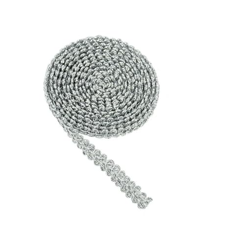 5 Meter 8/10 mm Schwarzgold-Silberfaden Tausendfüßler Geflochtenes Spitzenband Besatz Kurvenstoff für Hochzeitshandwerk DIY Nähzubehör-T02-5M von ZFISH
