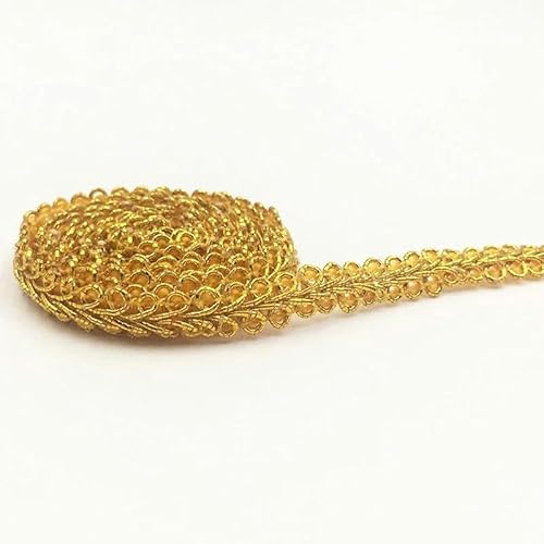 5 Meter 8 mm Borte zum Nähen von Spitze, Gold/Silber, Tausendfüßler, geflochtenes Spitzenband, Dekoration für Zuhause, Party, DIY, Kleidung, gebogene Spitze, Gold von ZFISH
