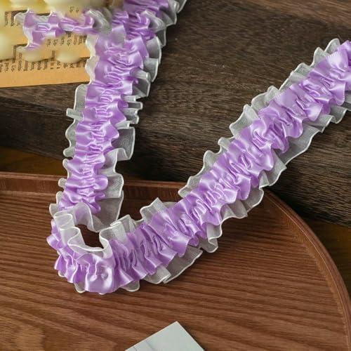 5 Meter elegante Partykleider lila Spitze für DIY plissierte Spitzenbänder Besatz Handarbeiten Dekoration Bekleidung Nähzubehör-K 4 cm-5 Meter von ZFISH