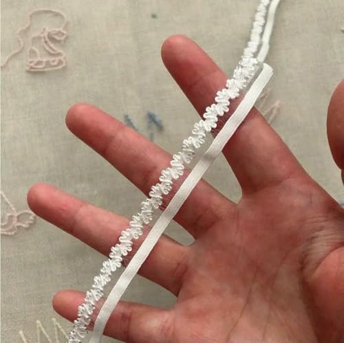 5 Meter schönes weißes elastisches Spitzenband, Kleidungsverzierung, Stretchstoff, Stickerei, Spitze, zum Nähen von Kleiderzubehör, 1,5 cm, 5 Meter von ZFISH