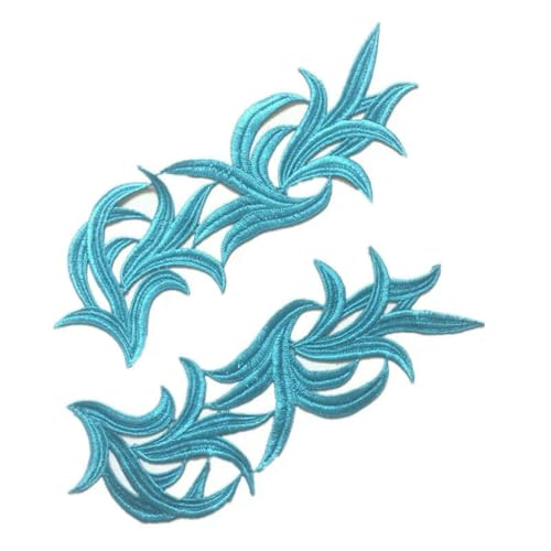 5 Paar weiß schwarz fluoreszierend bunt floral Spitze Stoff Nähen Brautkleid Applikation Spitze Patch/Mischcharge DA008-5 Paare blau-5 Paare von ZFISH
