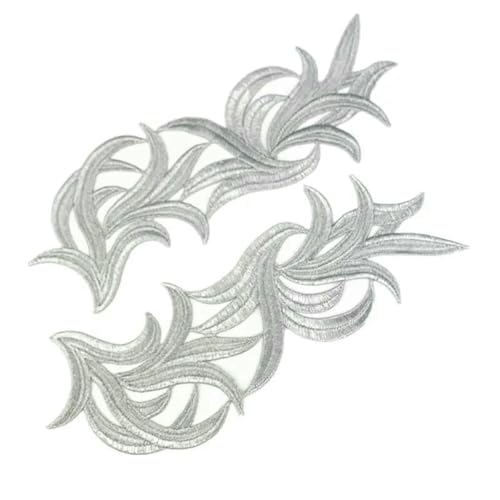 5 Paar weiß schwarz fluoreszierend bunt floral Spitze Stoff Nähen Hochzeit Kleid Applikation Spitze Patch/Mischcharge DA008-5 Paare Silber-5 Paare von ZFISH