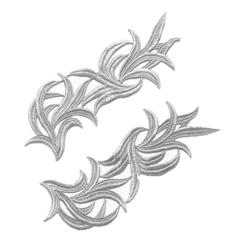 5 Paar weiß schwarz fluoreszierend bunt floral Spitze Stoff Nähen Hochzeit Kleid Applikation Spitze Patch/Mischcharge DA008-5 Paare grau-5 Paare von ZFISH