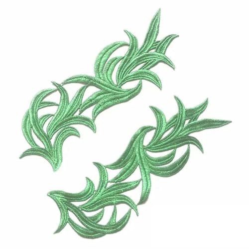 5 Paar weiß schwarz fluoreszierend bunt floral Spitze Stoff Nähen Hochzeit Kleid Applikation Spitze Patch/Mischcharge DA008-5 Paare grün-5pairs von ZFISH
