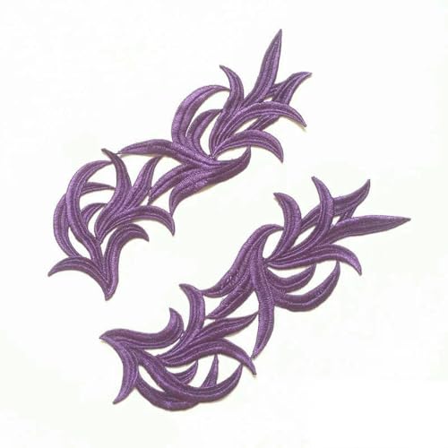 5 Paar weiß schwarz fluoreszierend bunt floral Spitze Stoff Nähen Hochzeit Kleid Applikation Spitze Patch/Mischcharge DA008-5 Paare lila-5pairs von ZFISH