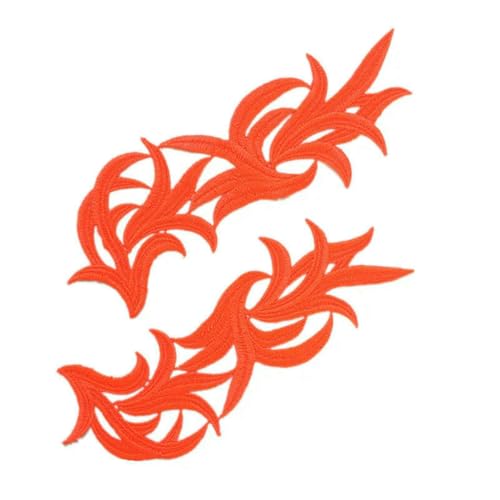 5 Paar weiß schwarz fluoreszierend bunt floral Spitze Stoff Nähen Hochzeit Kleid Applikation Spitze Patch/gemischte Charge DA008-5 Paare Fluo Orange-5 Paare von ZFISH