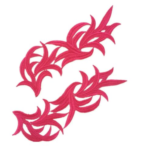 5 Paar weiß schwarz fluoreszierend bunt floral Spitze Stoff Nähen Hochzeit Kleid Applikation Spitze Patch/gemischte Charge DA008-5 Paare Fluo Pink-5 Paar von ZFISH