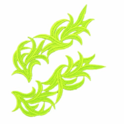 5 Paar weiß schwarz fluoreszierend bunt floral Spitze Stoff Nähen Hochzeit Kleid Applikation Spitze Patch/gemischte Charge DA008-5 Paare Fluo gelb-5 Paare von ZFISH