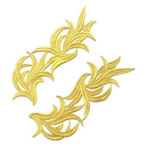 5 Paar weiß schwarz fluoreszierend bunt floral Spitze Stoff Nähen Hochzeit Kleid Applique Spitze Patch/Mischcharge DA008-5 Paare gelb-5 Paare von ZFISH