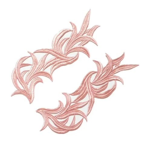 5 Paar weiß schwarz fluoreszierend bunt floral Spitze Stoff Nähen Hochzeit Kleid Applique Spitze Patch/Mischcharge DA008-5 Paare pink1-5pairs von ZFISH
