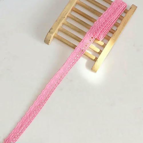 5 Yard, 25 mm, Baumwollspitzenstoff für Heimdekoration, Bekleidungszubehör, Heimtextilien, DIY-Anleitung, Rose und Pink, 1,5 cm, 5 Yard von ZFISH