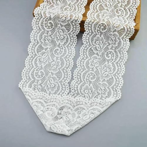 5 Yard/Lot Weiße elastische Spitzenbandbesätze Unterwäsche-Spitzenbesatz bestickt zum Nähen Dekoration Elastizität Afrikanischer Spitzenstoff-Nr. 38 10,5 cm 4,2 Zoll-5 Yard von ZFISH