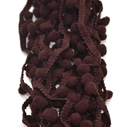 5 Yards, 10 mm, Spitzenstoff, Nähzubehör, Pompom-Besatz, Pom-Pom-Dekoration, Quaste, Kugel, Fransenband, DIY-Material, Bastelbekleidung, PT34, dunkler Kaffee, 5 Yards 5 Yards, 10 mm, Spitzenstoff, Nähzubehör, Pompom-Besatz, Pom-Pom-Dekoration, Quaste, Kugel, Fransenband, DIY-Material, Bastelbekleidung, PT34, dunkler Kaffee, 5 Yards von ZFISH