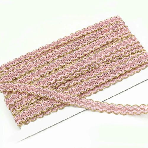 5 Yards, 15 mm breit, gold-silbernes Spitzenband, S-förmige Welle, DIY-Vorhang, Tischdecke, Hut, dekoratives Zubehör, Pink, 5 Yards von ZFISH