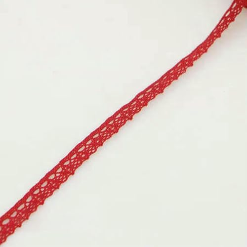 5 Yards, 25 mm, Baumwoll-Spitzenstoff für Heimdekoration, Bekleidungszubehör, Heimtextilien, DIY-Anleitung, Rose und Rosa-Rot, 1 cm,5 Yards von ZFISH