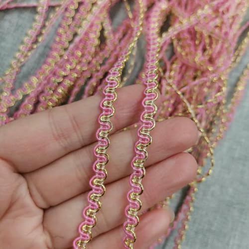 5 Yards, 5 mm breit, gold-silberne Linie, Wellen-Spitzenband, Bühnenauftritt, Kleid, Kostüm, handgefertigte Borten, Hochzeits- und Party-Accessoires, Rosagold, 5 Yards von ZFISH
