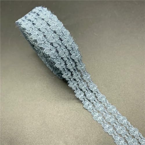 5 Yards/Lot 25 mm Spitzenband, bestickter Stoffbesatz, Dekoration, DIY, handgefertigt, Nähen, Basteln, afrikanischer Spitzenstoff, grau von ZFISH