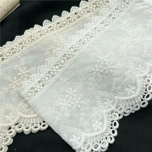 5 Yards/Lot Doppelseitige Baumwollstickerei Blumenspitzenbesatz 12 cm breit DIY Kleidung Kleid Heimtextilien Zubehör - -5 Yards von ZFISH