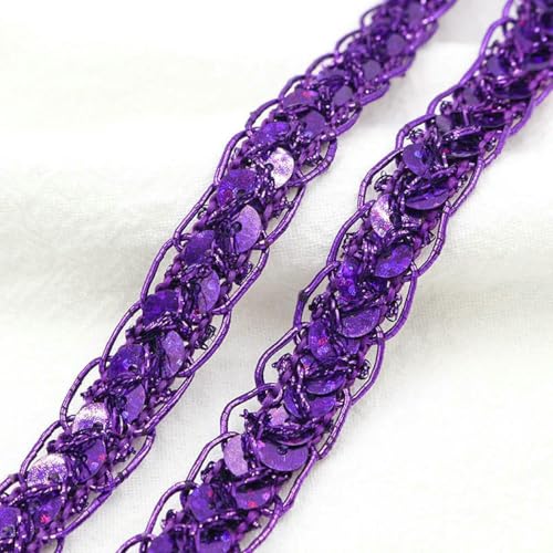 5 Yards/Lot Goldrote Pailletten-Spitzenbesatzstoff-Glitzerband für Kleidungsstücke, Hüte, Nähdekoration, DIY, handgefertigtes Bastelzubehör-Lila-5 Yard-5 Stück von ZFISH