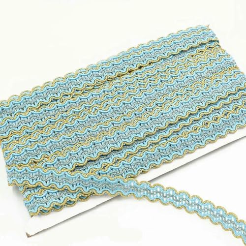 5 Yards 15 mm breites gold-silbernes Spitzenband, S-förmige Welle, DIY-Vorhang, Tischdecke, Hut, dekoratives Zubehör, Hellblau, 5 Yards von ZFISH