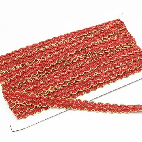 5 Yards 15 mm breites gold-silbernes Spitzenband, S-förmige Welle, DIY-Vorhang, Tischdecke, Hut, dekoratives Zubehör, Rot, 5 Yards von ZFISH