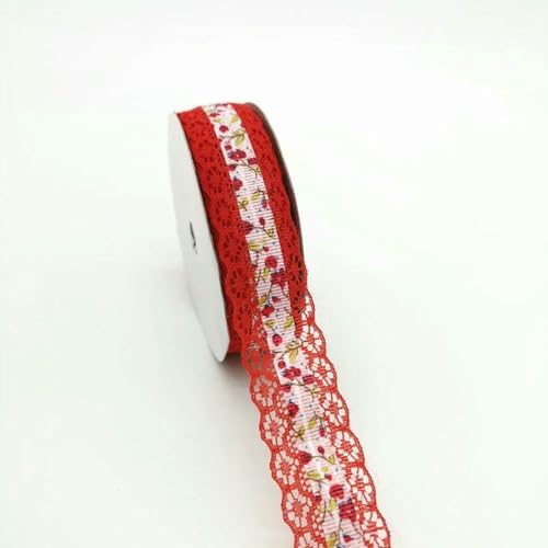 5 Yards 28 mm handgefertigtes Spitzenband, Netzbesatz, Stickschleife, Basteln zum Nähen, Dekoration, Kunsthandwerk, rot, 28 mm breit von ZFISH