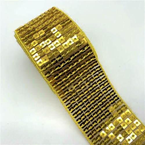 5 Yards 38 mm Paillettenband Spitzenbesatz Pailletten-Nähstoff für Kleider, Kleidung, Kopfschmuck, Brauthochzeit, Nähzubehör-07-2 Yards von ZFISH